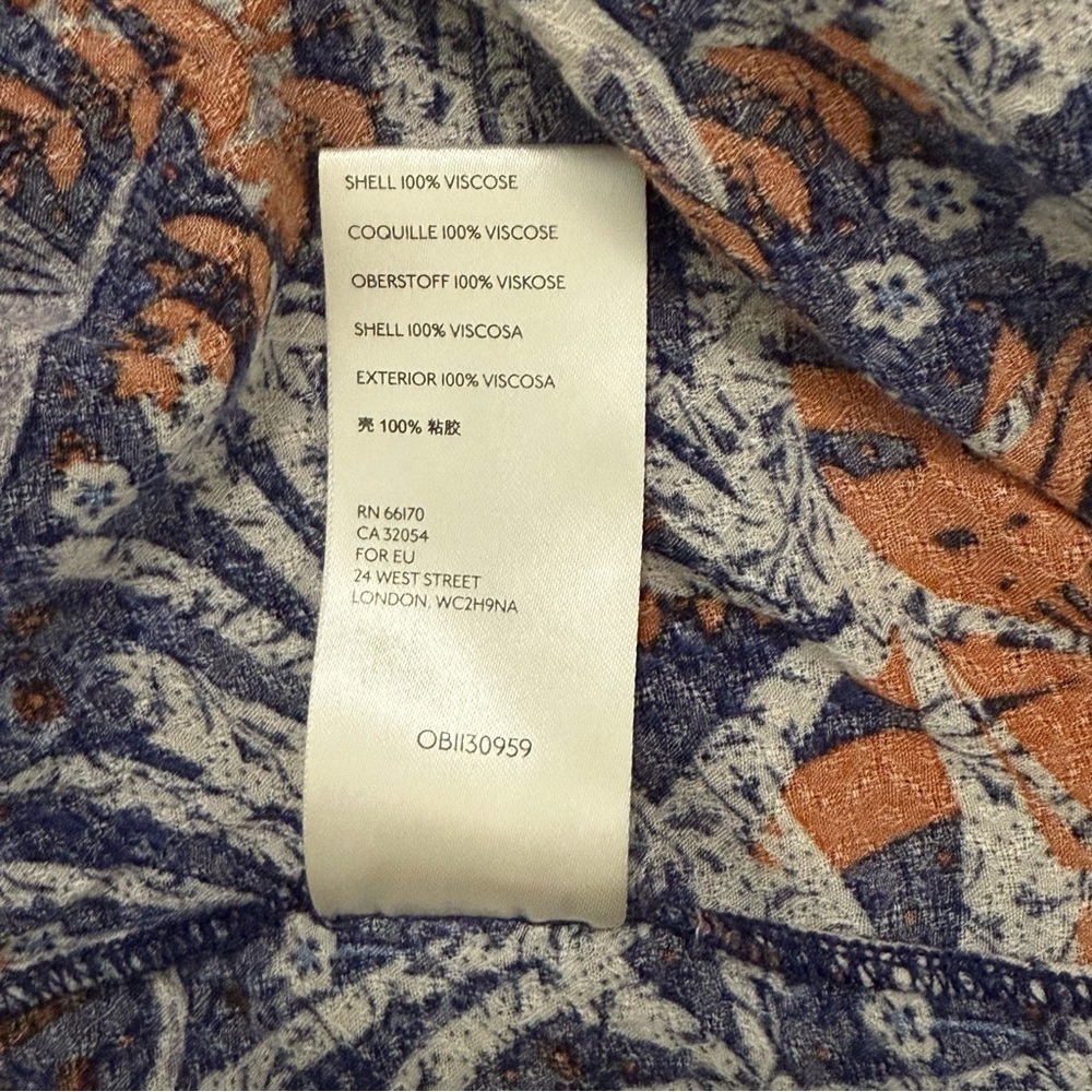 Maeve Anthropologie Cathy Pleated Blue Jungle Boho Y2K Top size XS - Picture 8 of 8
